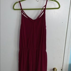 A maroon romper